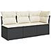 Divano Da Giardino A 3 Posti Con Cuscini Nero In Polyrattan - Foto miniatura 1