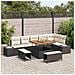 Set da Giardino  9 Pezzi con Cuscini Rattan Sintetico Nero Acacia, Divano da Giardino  2 posti con Cuscini Rattan Sintetico Nero, Set da Pranzo da Giardino  3 Pezzi con Cuscini Rattan Sintetico Nero Acacia - Foto miniatura 2