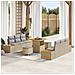 Set Divano da Giardino da 9 Pezzi con Cuscini Beige Rattan Poliestere Acacia, Set da Pranzo da Giardino da 3 Pezzi con Cuscini Beige Rattan Poliestere Acacia - Foto miniatura 2