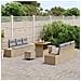 Set Divano da Giardino da 9 Pezzi con Cuscini Beige Rattan Poliestere Acacia, Set da Pranzo da Giardino da 3 Pezzi con Cuscini Beige Rattan Poliestere Acacia - Foto miniatura 3