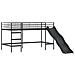 Letto loft per bambini con scivolo Nero e antracite 90 x 200 cm - Foto miniatura 4