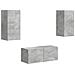 Set mobile TV 6 pcs Grigio cemento Legno multistrato - Foto miniatura 1