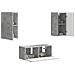 Set mobile TV 6 pcs Grigio cemento Legno multistrato - Foto miniatura 3