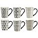 Vhera Set 6 Tazze Mug, Stoneware, Bianco / nero, 350 Ml - Foto miniatura 1