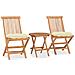 Set da Pranzo Giardino Pieghevole 3 pz Cuscino Massello di Teak - Foto miniatura 1
