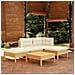 Set Divani da Giardino 5 pz con Cuscini Crema in Massello di Pino - Foto miniatura 1