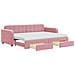 Divano Letto Estraibile Con Cassetti Rosa 80x200 Cm Velluto - Foto miniatura 1