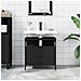 Mobile Lavabo Bagno Nero 60x30x60 Cm In Legno Multistrato - Foto miniatura 2