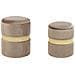 Set Di 2 Pouf Contenitore Medford Velluto Tortora - Foto miniatura 7
