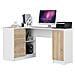 Scrivania ad angolo B20 sinistro, 1 anta e 3 cassetti, 155x85x77 cm, Colore Bianco e Sonoma Quercia - Foto miniatura 1