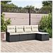 Set di divano da giardino a 5 pezzi con cuscini in Rattan Polirattan nero - Foto miniatura 2