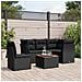 Set Divano da Giardino 6 pz con Cuscini Nero in Polyrattan - Foto miniatura 2