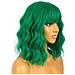 Parrucca Con Frangia Verde Sintetica Corta Ondulata - Foto miniatura 2