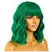 Parrucca Con Frangia Verde Sintetica Corta Ondulata - Foto miniatura 3