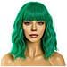 Parrucca Con Frangia Verde Sintetica Corta Ondulata - Foto miniatura 1