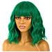 Parrucca Con Frangia Verde Sintetica Corta Ondulata - Foto miniatura 4
