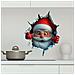 Set Di 2 Adesivi Decorativi Natalizi In Pvc Con Babbo Natale Che ""sfonda Il Muro"" - Foto miniatura 5