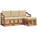 Set divani 4 pcs Naturale e Beige Legno di Acacia Massello - Foto miniatura 1