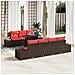 Set Divano da Giardino 8 pz 7-Numero di posti Marrone e Rosso - Foto miniatura 4