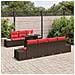 Set Divano da Giardino 8 pz 7-Numero di posti Marrone e Rosso - Foto miniatura 6