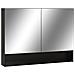 Armadietto a Specchio con LED Nero 80x15x60 cm in MDF - Foto miniatura 1
