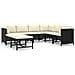 Set Divani da Giardino 8 pz con Cuscini in Polyrattan Nero - Foto miniatura 1