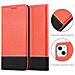 Custodia Compatibile Con Apple Iphone 13 Mini In Rosso Nero - Coperchio Protettiva Con Chiusura Magnetica, Funzione Stand E Tasca Per Le Carte - Foto miniatura 5