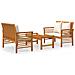 Set Divani Da Giardino 3pz Con Cuscini In Legno Massello Acacia - Foto miniatura 2