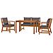 Set Da Pranzo Giardino 4pz Con Cuscini Legno Massello Di Acacia - Foto miniatura 3