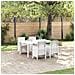 Set da Pranzo per Giardino da 5 Pezzi con Cuscini Bianco Polyrattan - Foto miniatura 2