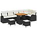 Set divani giardino 9 pezzi con cuscini Nero Polyrattan Acacia, Divano giardino per 2 persone con cuscini Nero Polyrattan, Set pranzo giardino 3 pezzi con cuscini Nero Polyrattan Acacia - Foto miniatura 1