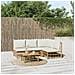Set Salotto da Giardino 5pz con Cuscini Bianco Crema in Bambù - Foto miniatura 2