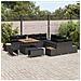 Set Divano da Giardino con cuscino 13 pcs Nero Poly Rattan - Foto miniatura 3