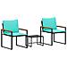 Set di Mobili con cuscino 3 pcs Nero e Turchese Rattan - Foto miniatura 1