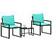 Set di Mobili con cuscino 3 pcs Nero e Turchese Rattan - Foto miniatura 3