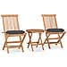 Set da Pranzo Giardino Pieghevole 3 pz Cuscino Massello di Teak - Foto miniatura 1