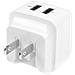 Caricabatterie da Muro a doppia porta x2 USB ad alta potenza (17W / 3.4 Amp) Alimentatore USB da viaggio (Internazionale)  - Foto miniatura 3