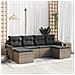 Set da giardino  a 6 pezzi con cuscini grigio polyrattan, Divano da giardino a 2 posti con storage e cuscini grigio polyrattan - Foto miniatura 2
