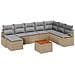 Set Divano da Giardino 9 Pezzi con Cuscini Beige Rattan Polietilene Acacia, Divano da Giardino 2 Posti con Cuscini Beige Rattan Polietilene - Foto miniatura 1