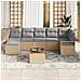 Set Divano da Giardino 9 Pezzi con Cuscini Beige Rattan Polietilene Acacia, Divano da Giardino 2 Posti con Cuscini Beige Rattan Polietilene - Foto miniatura 3