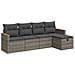 Set Divano da Giardino 5 pz con Cuscini Grigio in Polyrattan - Foto miniatura 1