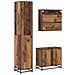 Set di mobili per il bagno con lo scaffale 3 pcs Legno vecchio - Foto miniatura 6