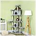 Albero Tiragraffi Per Gatti Alto Con Casette E Amache, 60x60x200cm, Grigio Chiaro - Foto miniatura 2