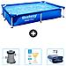 Piscina Fuori Terra - Rettangolo - 221x150x43 Cm - Blu - Include Accessori Coordinati Cb38 - Foto miniatura 1