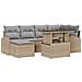 Set da Giardino  a 7 Pezzi con Cuscini Beige in Polyrattan, Divano da Giardino a 2 posti con Stoccaggio e Cuscini Beige in Polyrattan - Foto miniatura 1