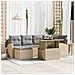 Set da Giardino  a 7 Pezzi con Cuscini Beige in Polyrattan, Divano da Giardino a 2 posti con Stoccaggio e Cuscini Beige in Polyrattan - Foto miniatura 2