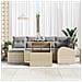 Set da Giardino  a 7 Pezzi con Cuscini Beige in Polyrattan, Divano da Giardino a 2 posti con Stoccaggio e Cuscini Beige in Polyrattan - Foto miniatura 3
