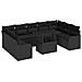 Set di divani da giardino  10 pezzi con cuscini Rattan nero, Divano da giardino  2 posti con spazio per riporre e cuscini Rattan nero - Foto miniatura 1