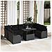 Set di divani da giardino  10 pezzi con cuscini Rattan nero, Divano da giardino  2 posti con spazio per riporre e cuscini Rattan nero - Foto miniatura 2