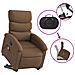Poltrona Alzapersona Massaggiante Reclinabile Marrone Tessuto - Foto miniatura 6